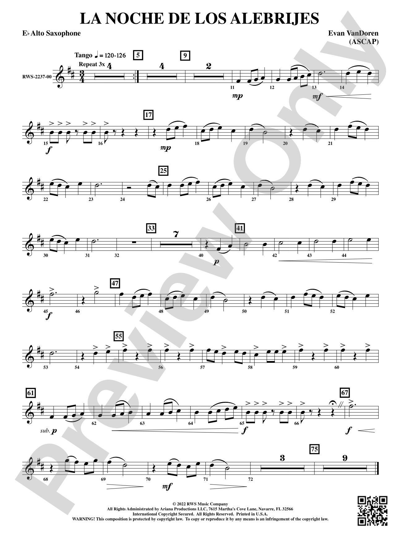 La Noche de los Alebrijes: 1st E-flat Alto Saxophone