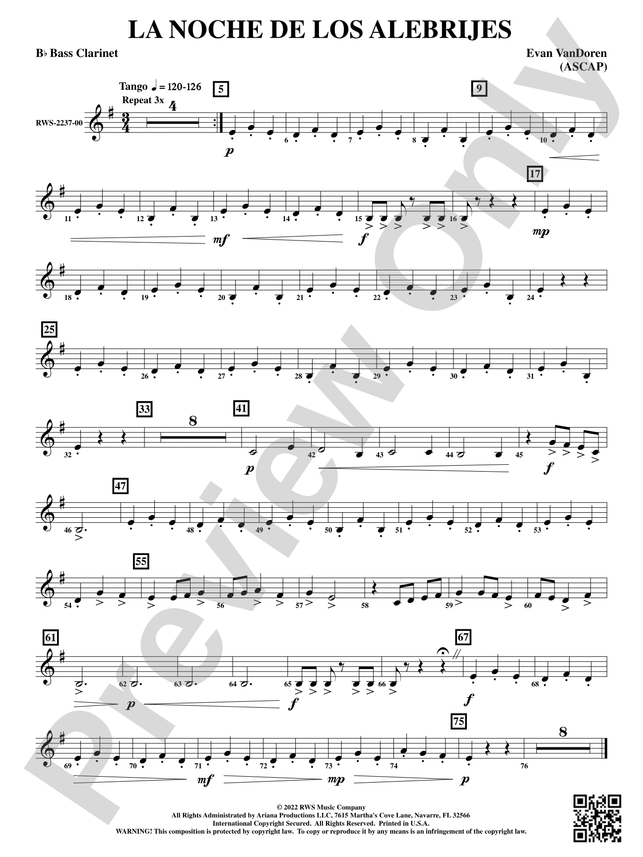 La Noche de los Alebrijes: B-flat Bass Clarinet