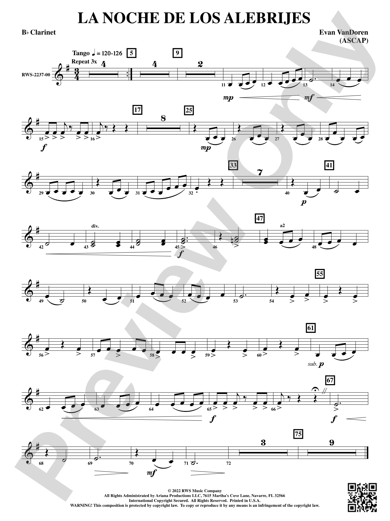 La Noche de los Alebrijes: 1st B-flat Clarinet