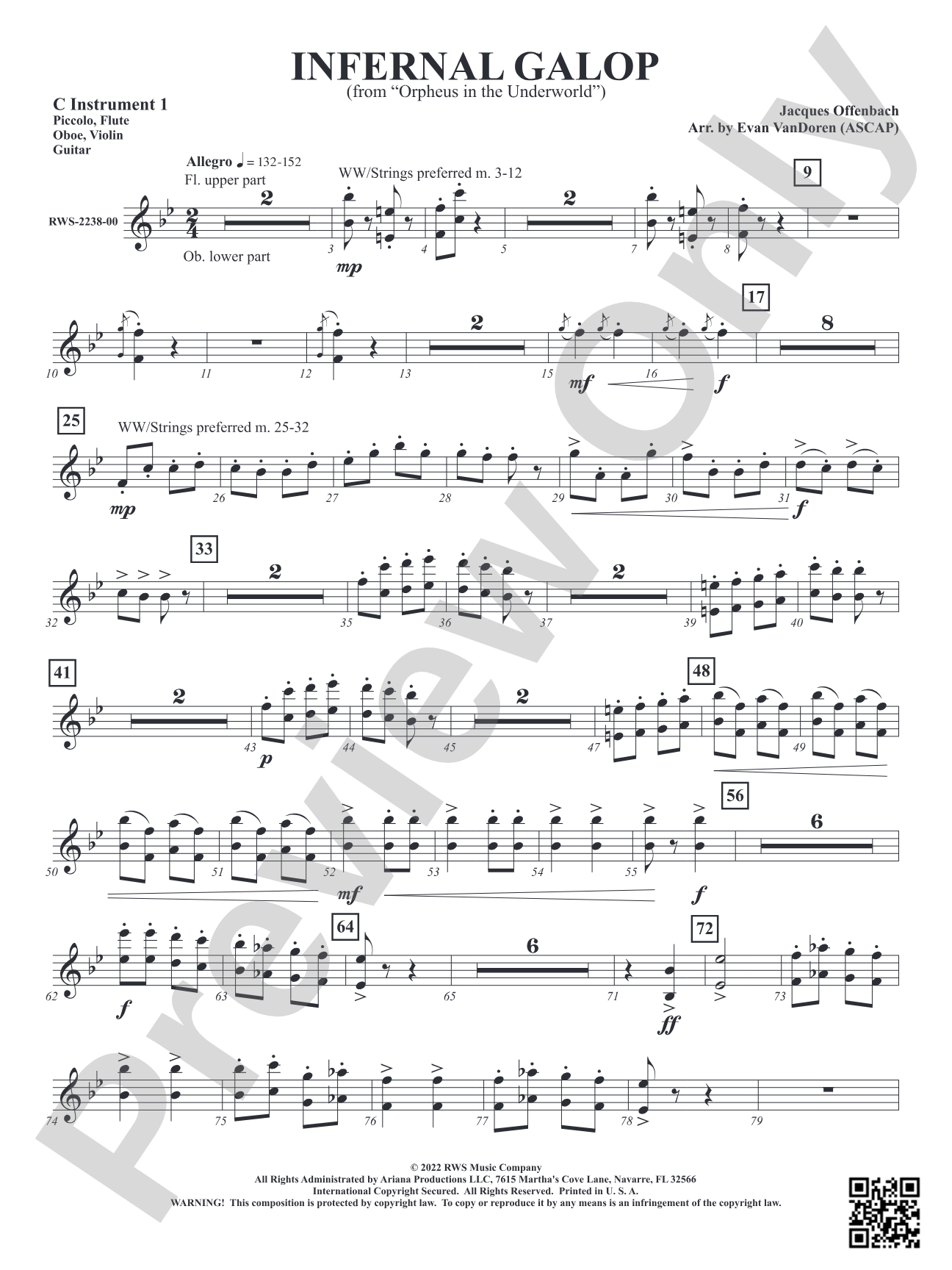 Infernal Galop - From <i>Orpheus in the Underworld</i>: Part 1 - C Instruments T.C.