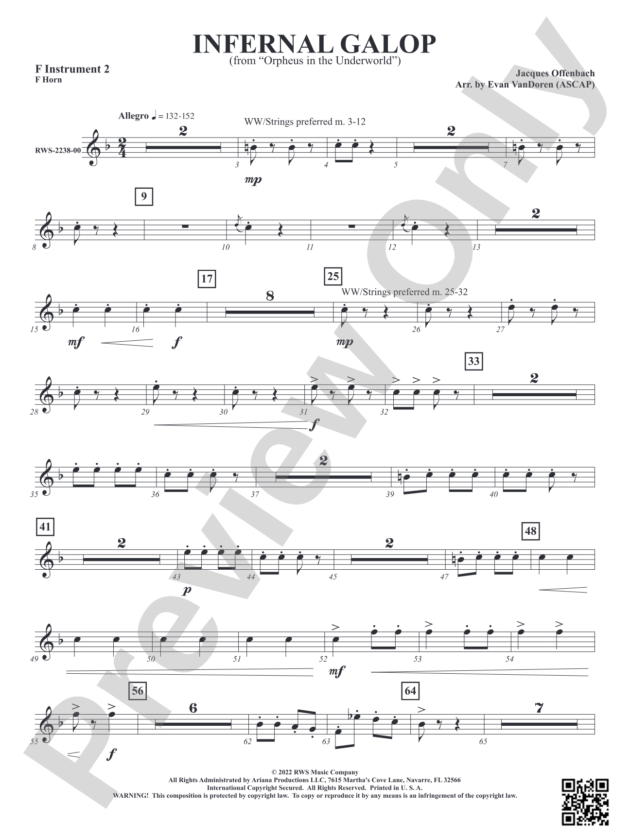 Infernal Galop - From <i>Orpheus in the Underworld</i>: Part 2 - F Instruments