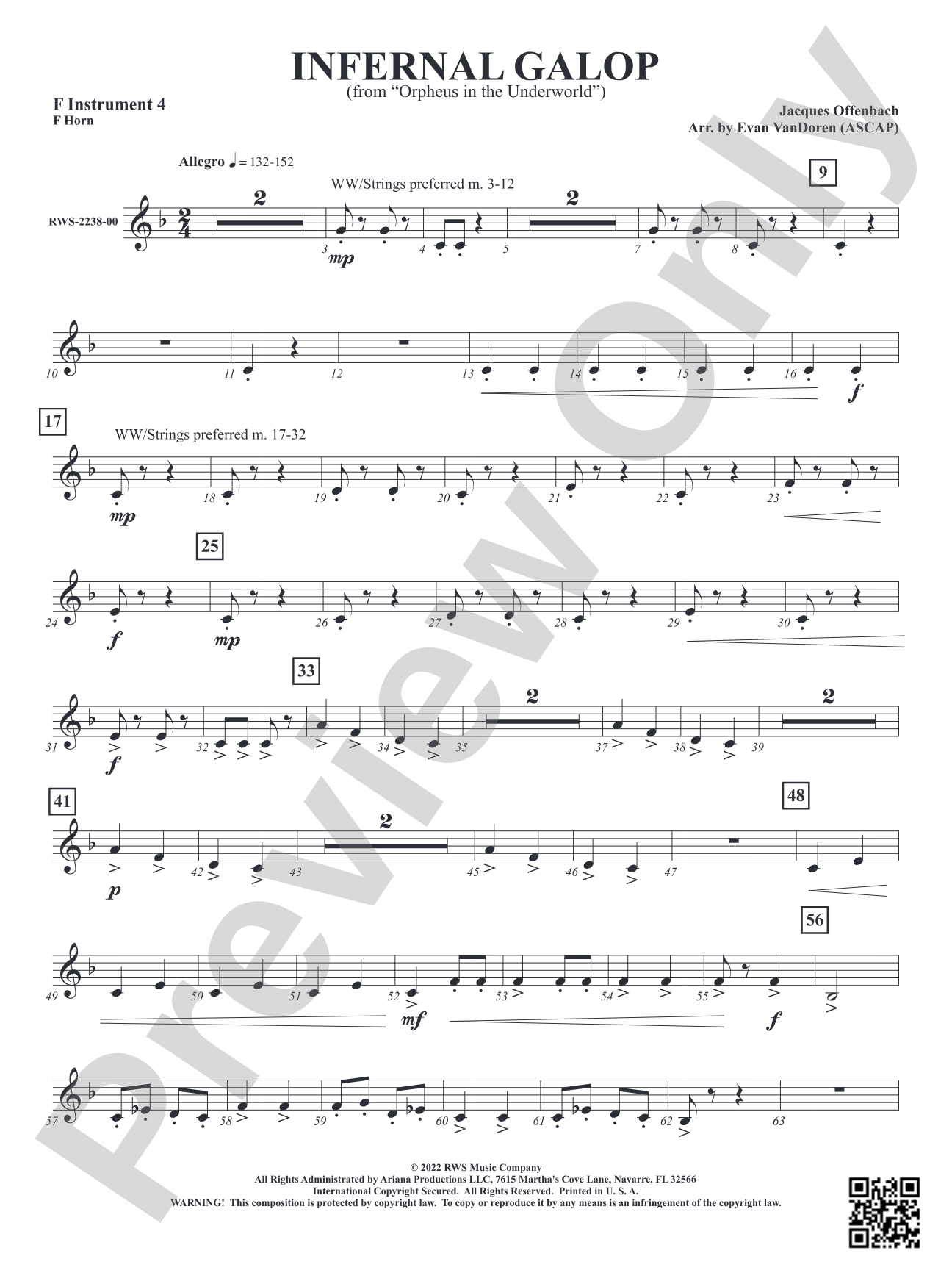 Infernal Galop - From <i>Orpheus in the Underworld</i>: Part 4 - F Instruments