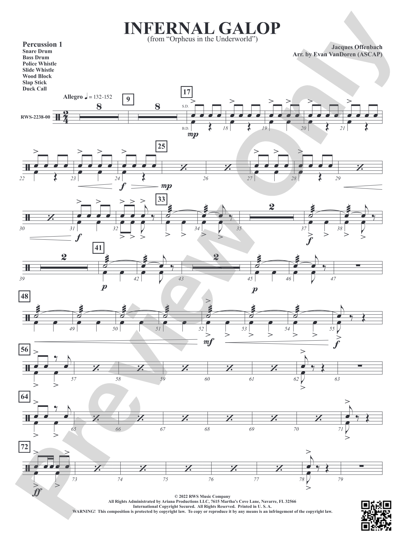 Infernal Galop - From <i>Orpheus in the Underworld</i>: 1st Percussion