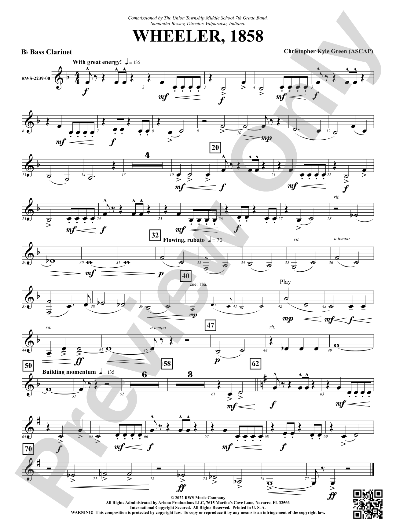 Wheeler, 1858: B-flat Bass Clarinet