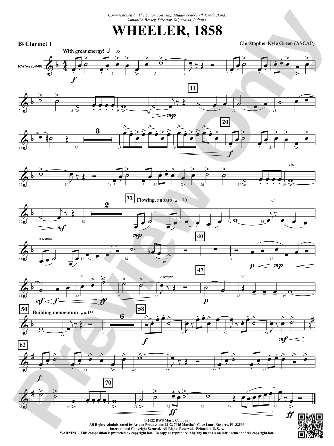 Wheeler, 1858: 1st B-flat Clarinet