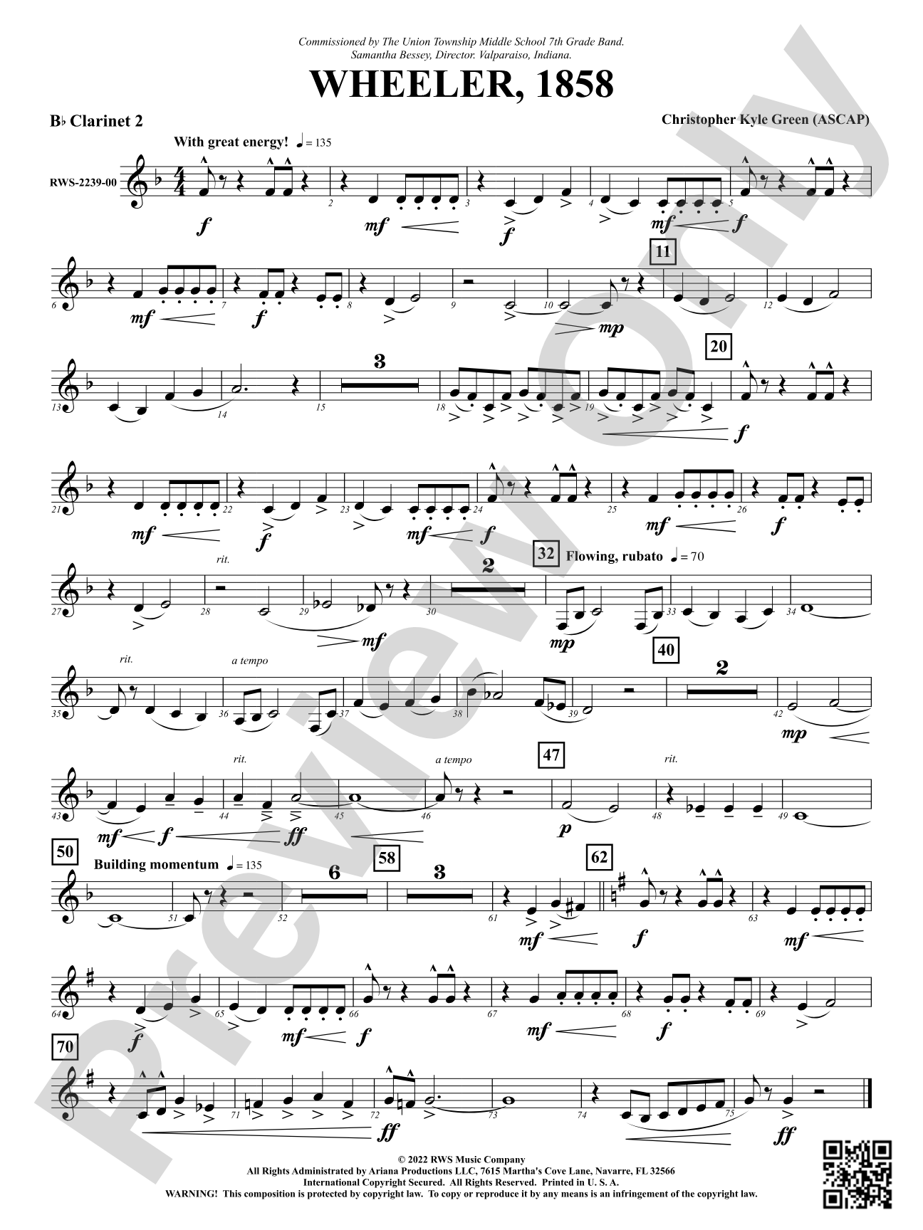 Wheeler, 1858: 2nd B-flat Clarinet