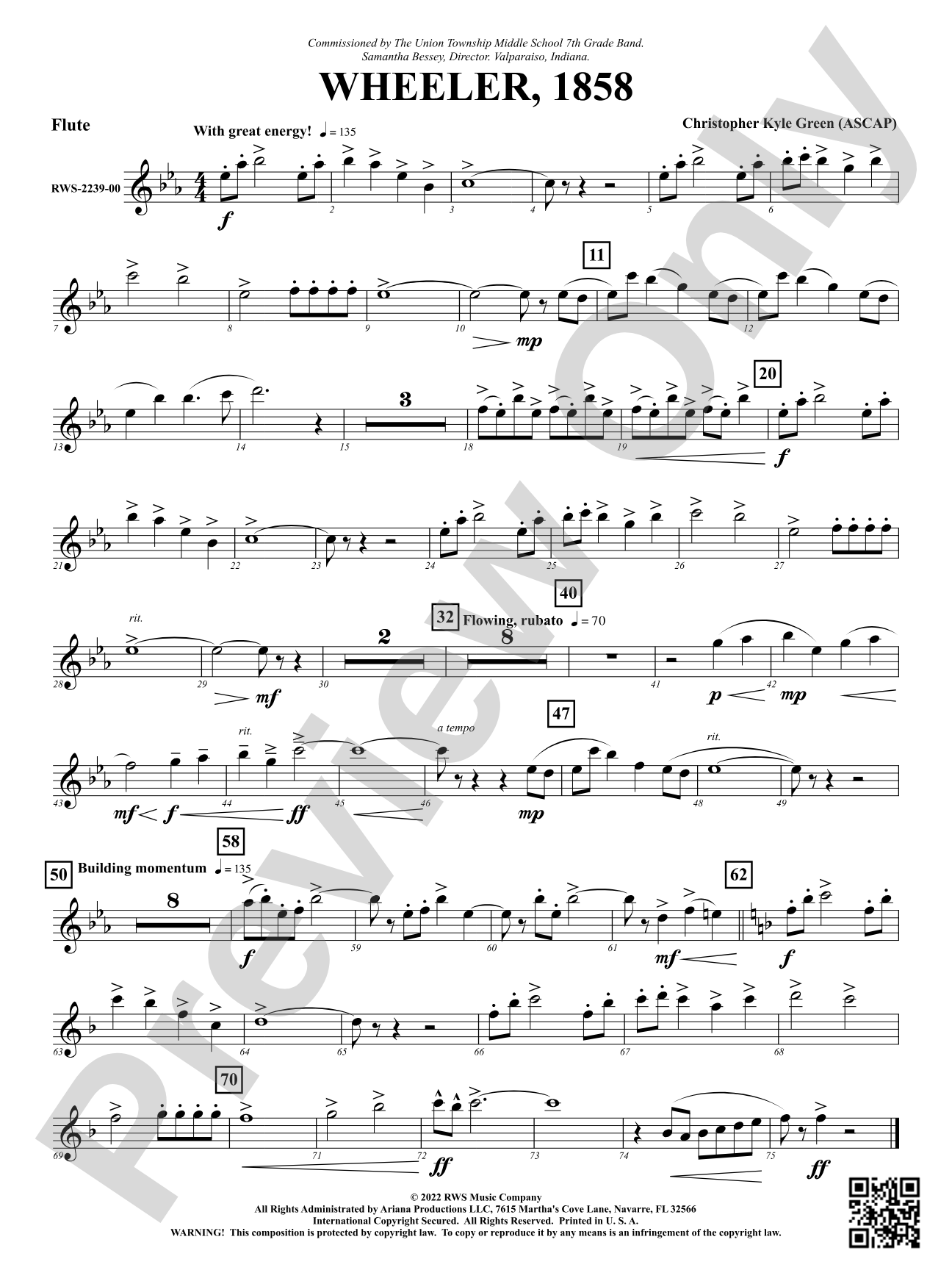 Wheeler, 1858: 1st Flute
