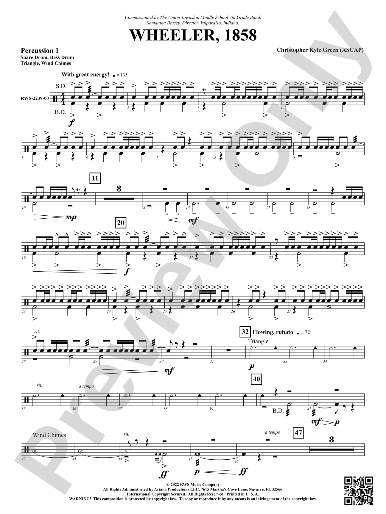 Wheeler, 1858: 1st Percussion