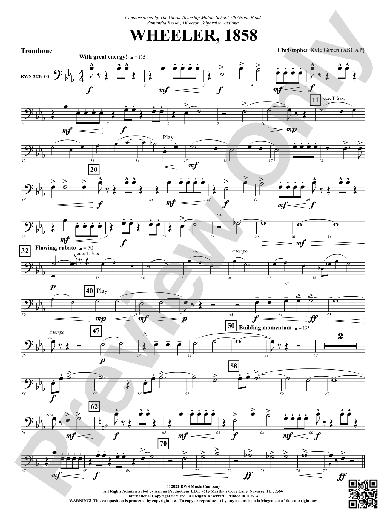 Wheeler, 1858: 1st Trombone