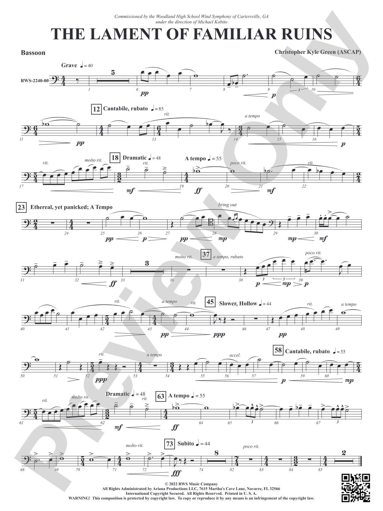 The Lament of Familiar Ruins: Bassoon