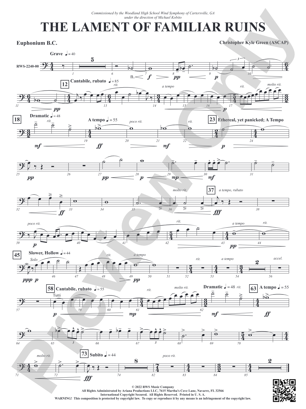The Lament of Familiar Ruins: Baritone B.C.