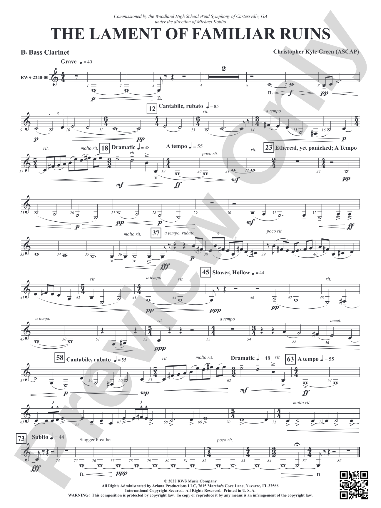 The Lament of Familiar Ruins: B-flat Bass Clarinet