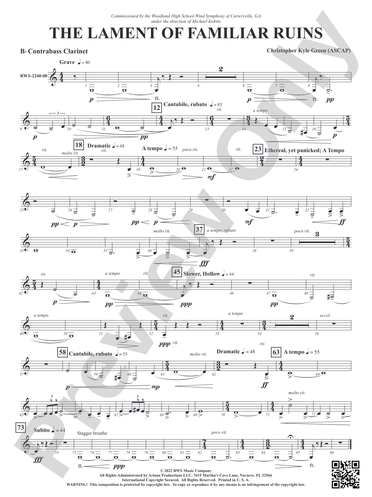 The Lament of Familiar Ruins: B-flat Contrabass Clarinet