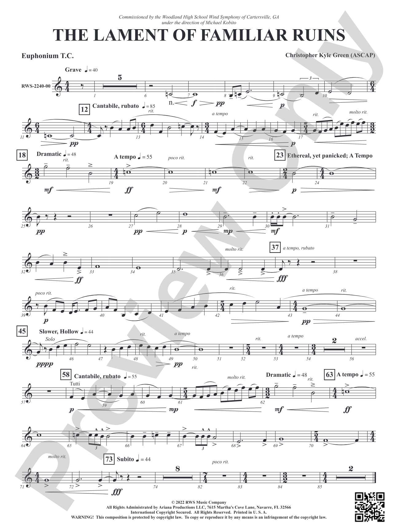 The Lament of Familiar Ruins: Baritone T.C.