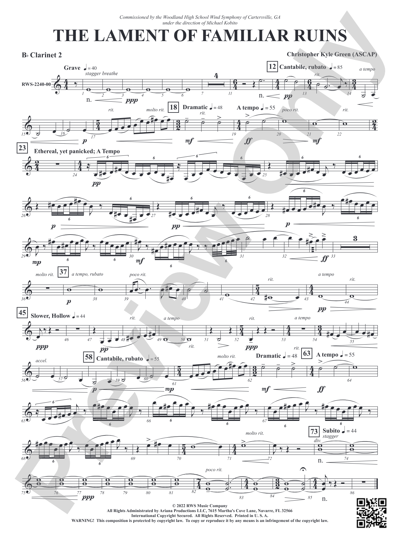 The Lament of Familiar Ruins: 2nd B-flat Clarinet