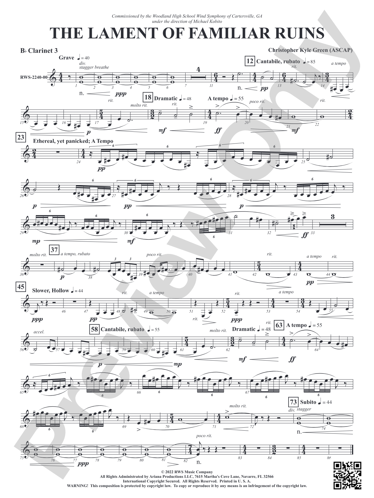 The Lament of Familiar Ruins: 3rd B-flat Clarinet