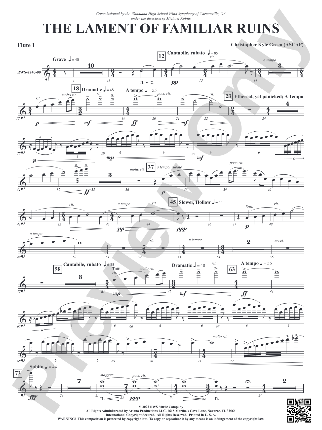 The Lament of Familiar Ruins: 1st Flute
