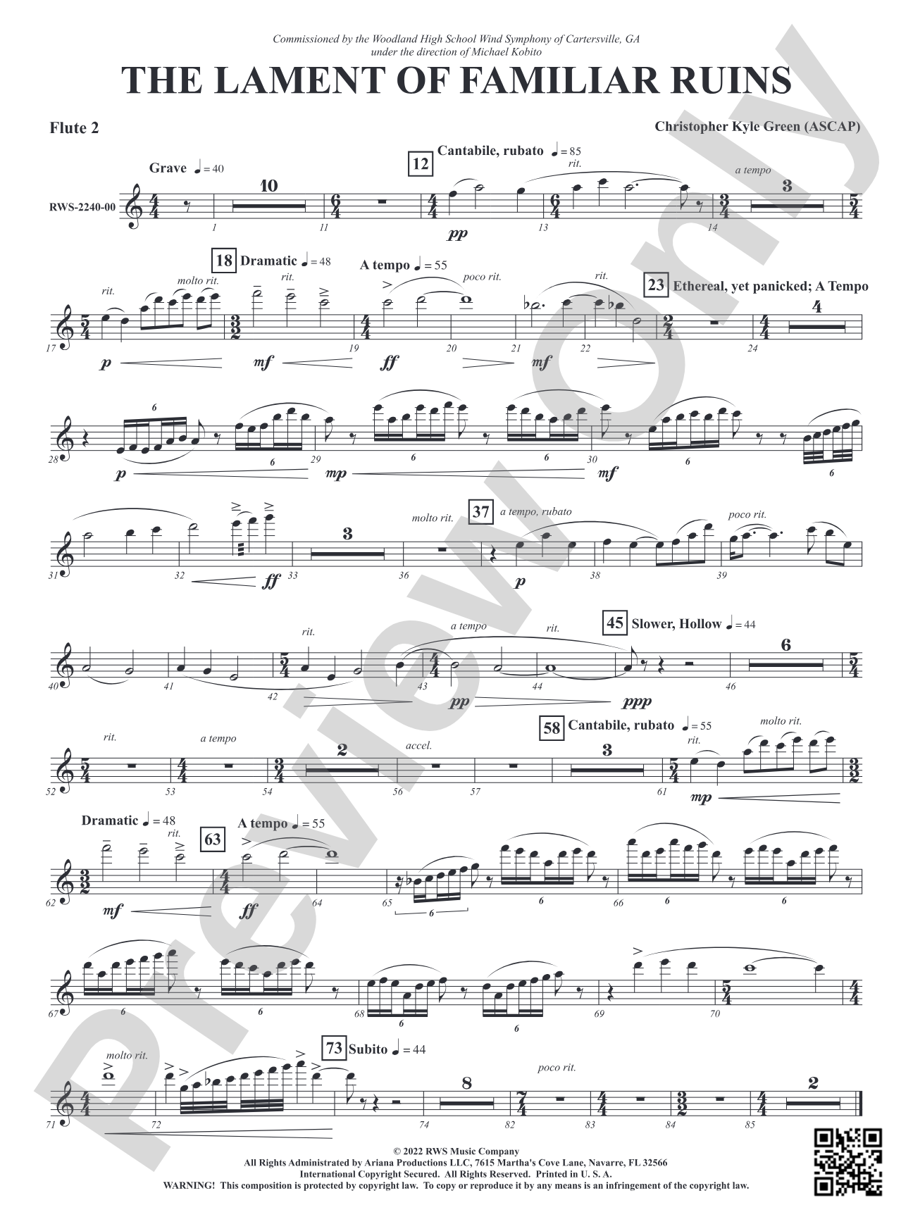 The Lament of Familiar Ruins: 2nd Flute