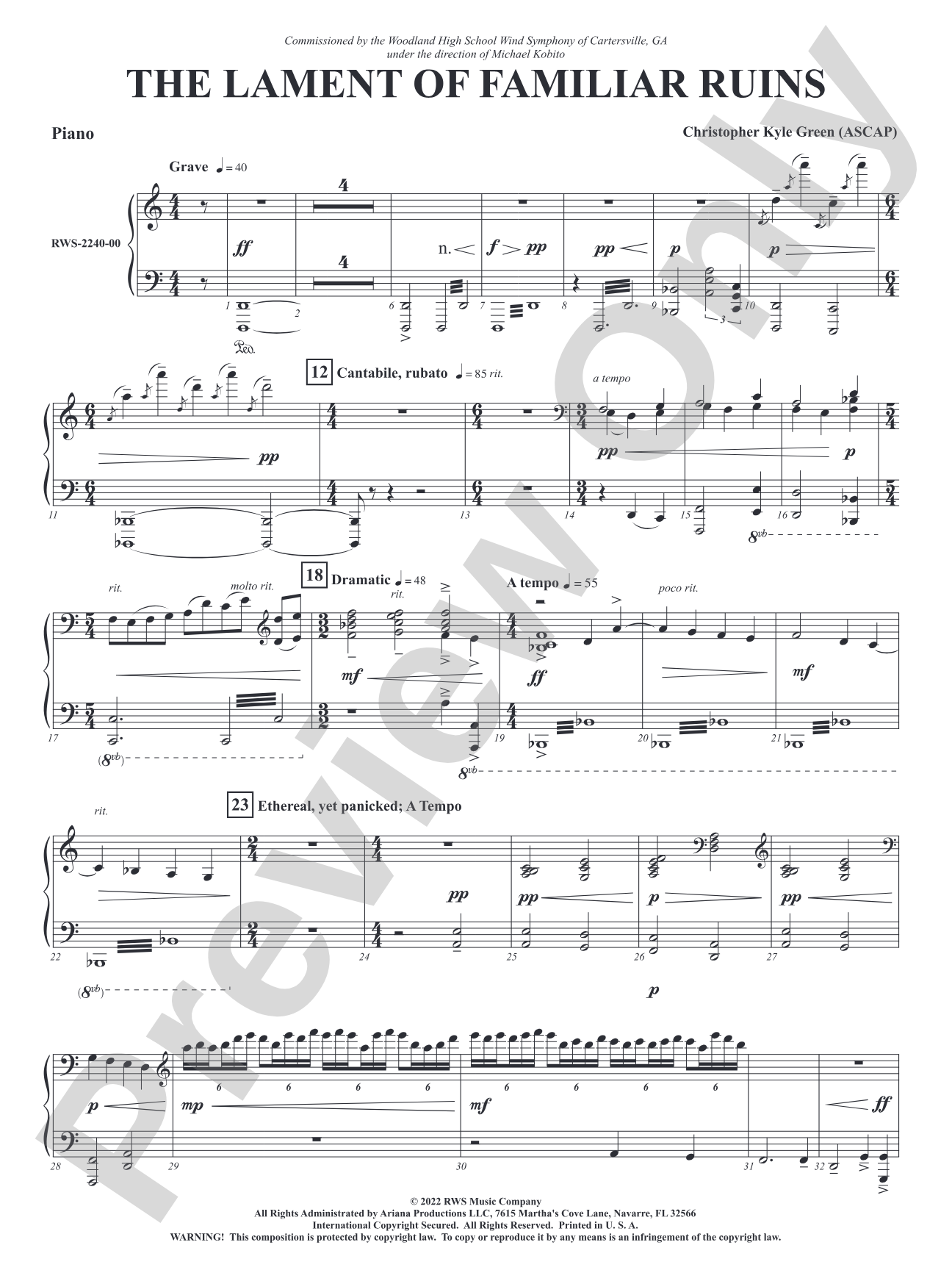 The Lament of Familiar Ruins: Piano Accompaniment
