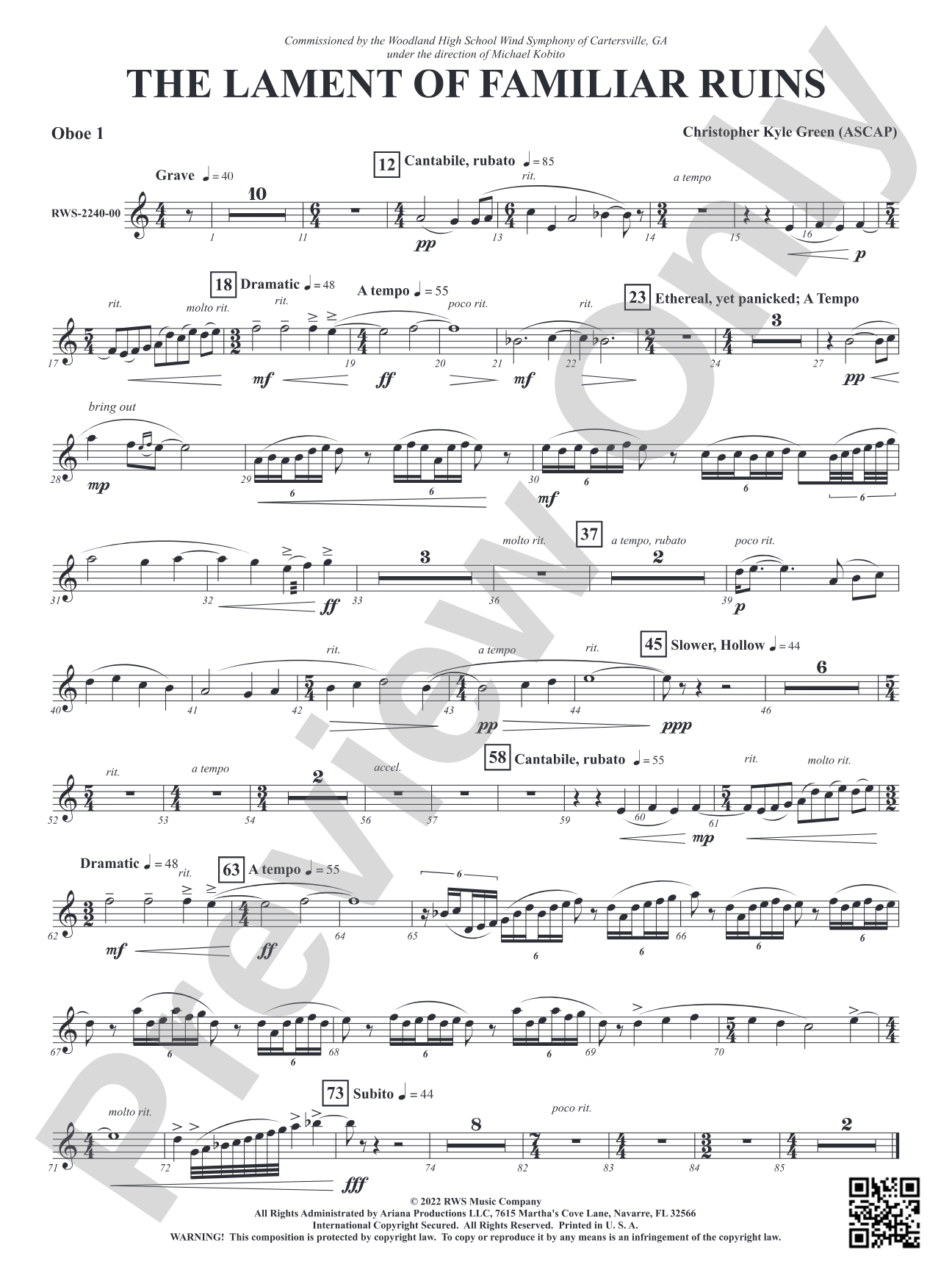 The Lament of Familiar Ruins: Oboe