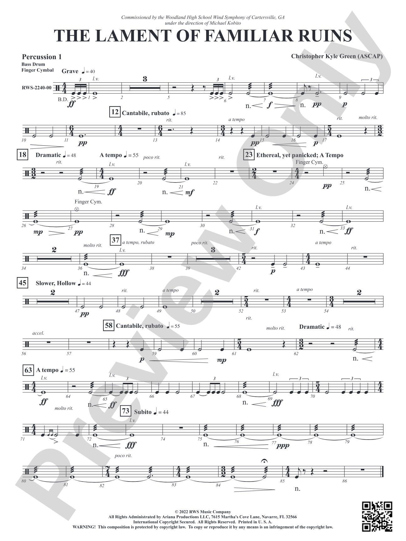 The Lament of Familiar Ruins: 1st Percussion