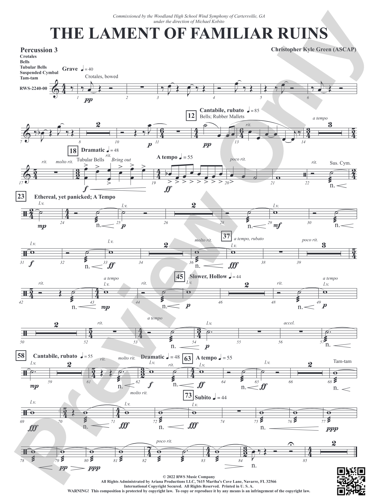 The Lament of Familiar Ruins: 3rd Percussion