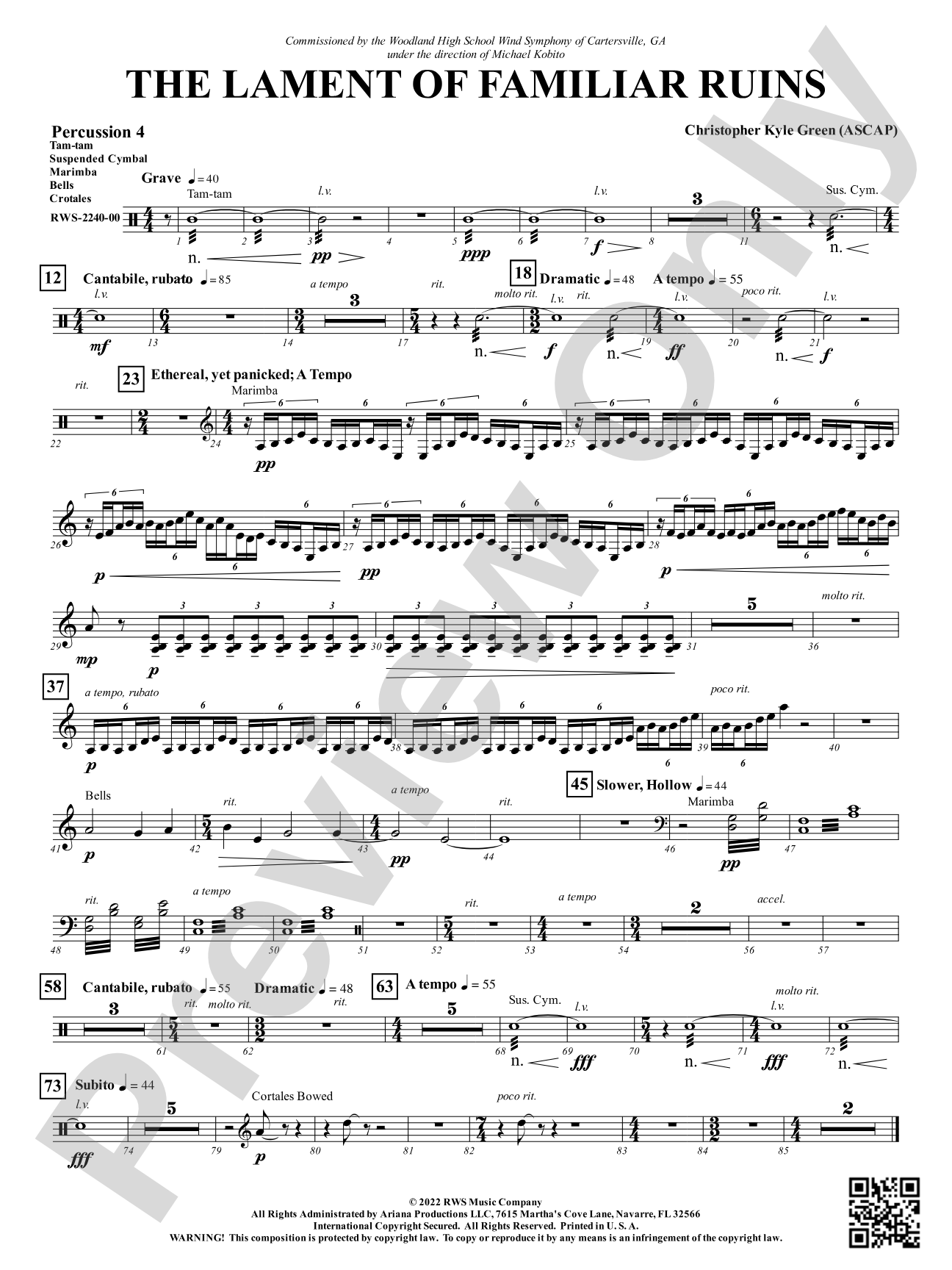 The Lament of Familiar Ruins: 4th Percussion