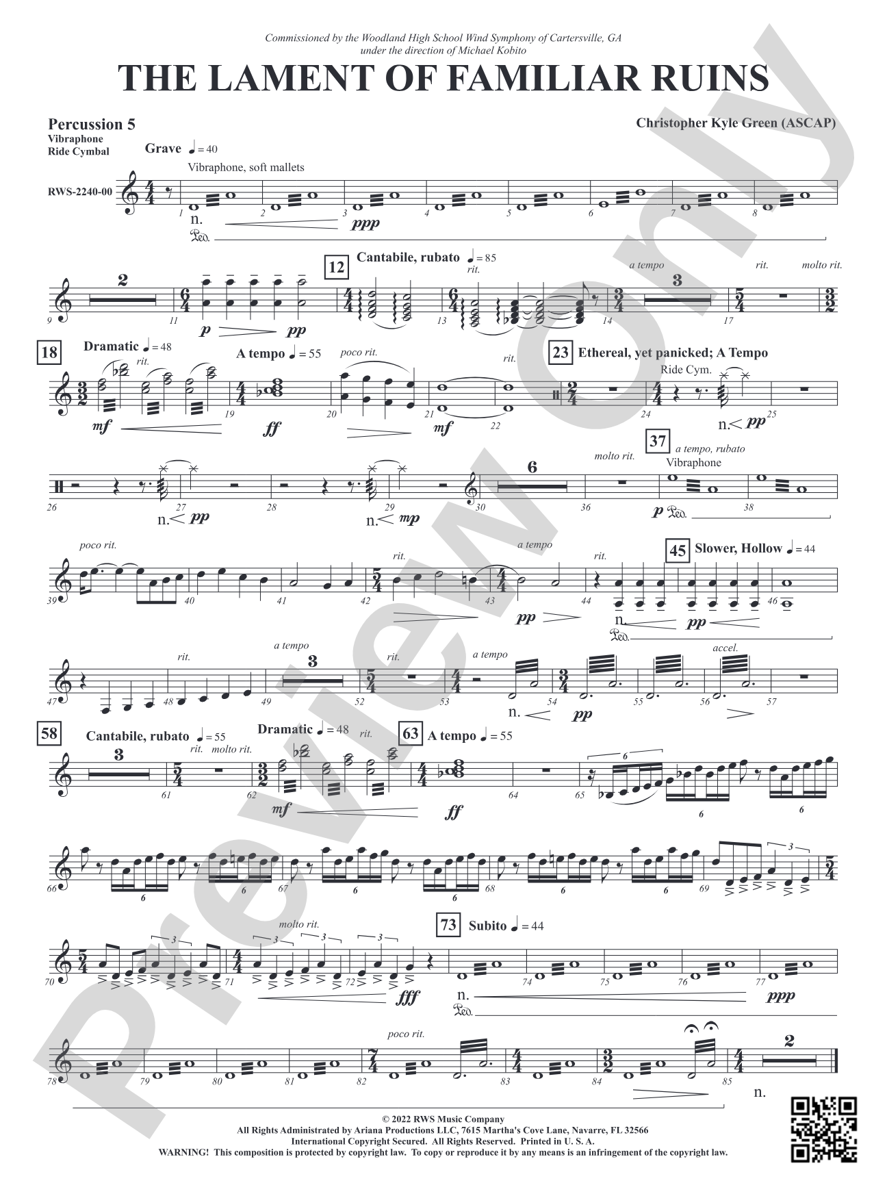 The Lament of Familiar Ruins: 5th Percussion