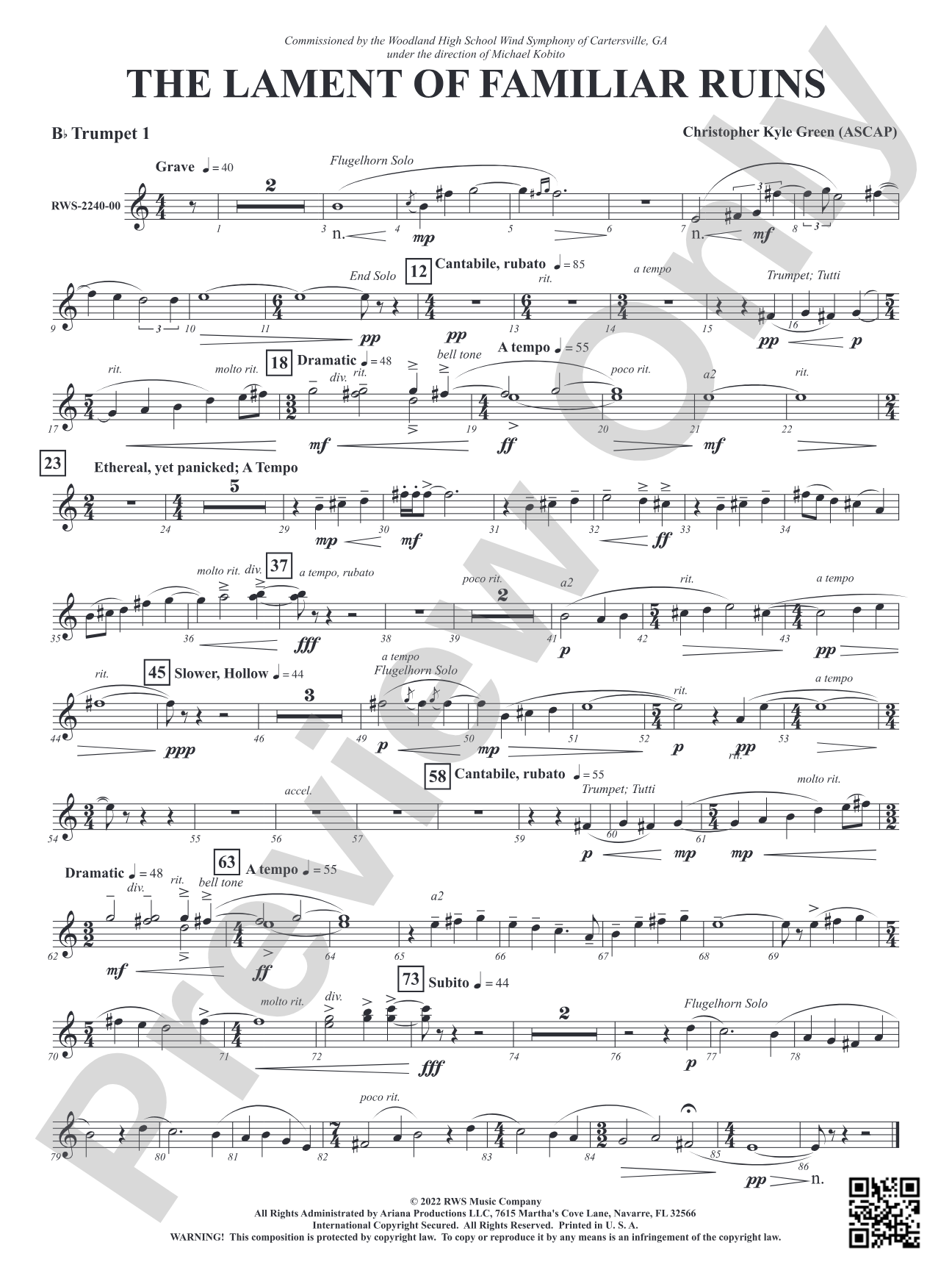 The Lament of Familiar Ruins: 1st B-flat Trumpet