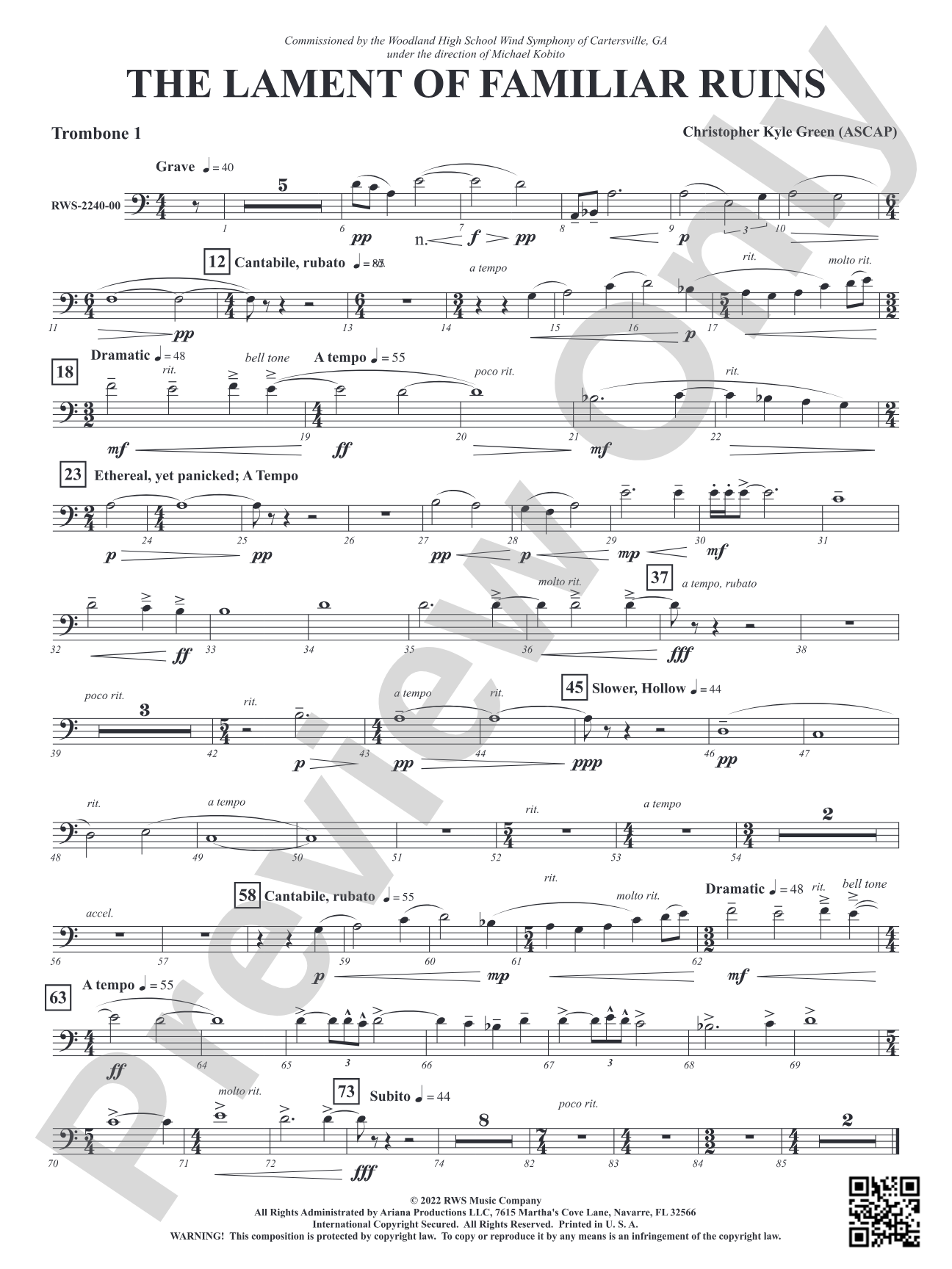 The Lament of Familiar Ruins: 1st Trombone