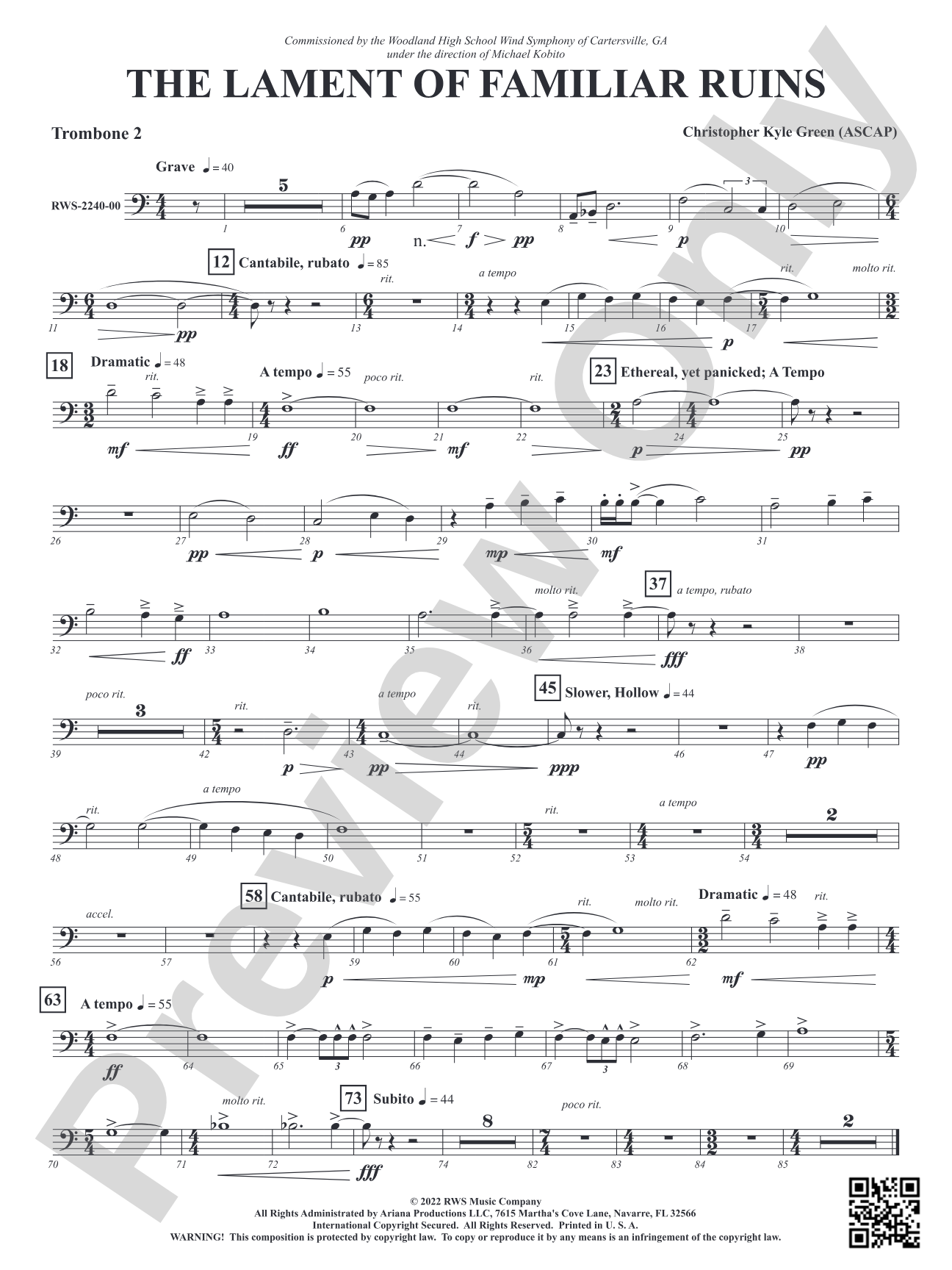 The Lament of Familiar Ruins: 2nd Trombone