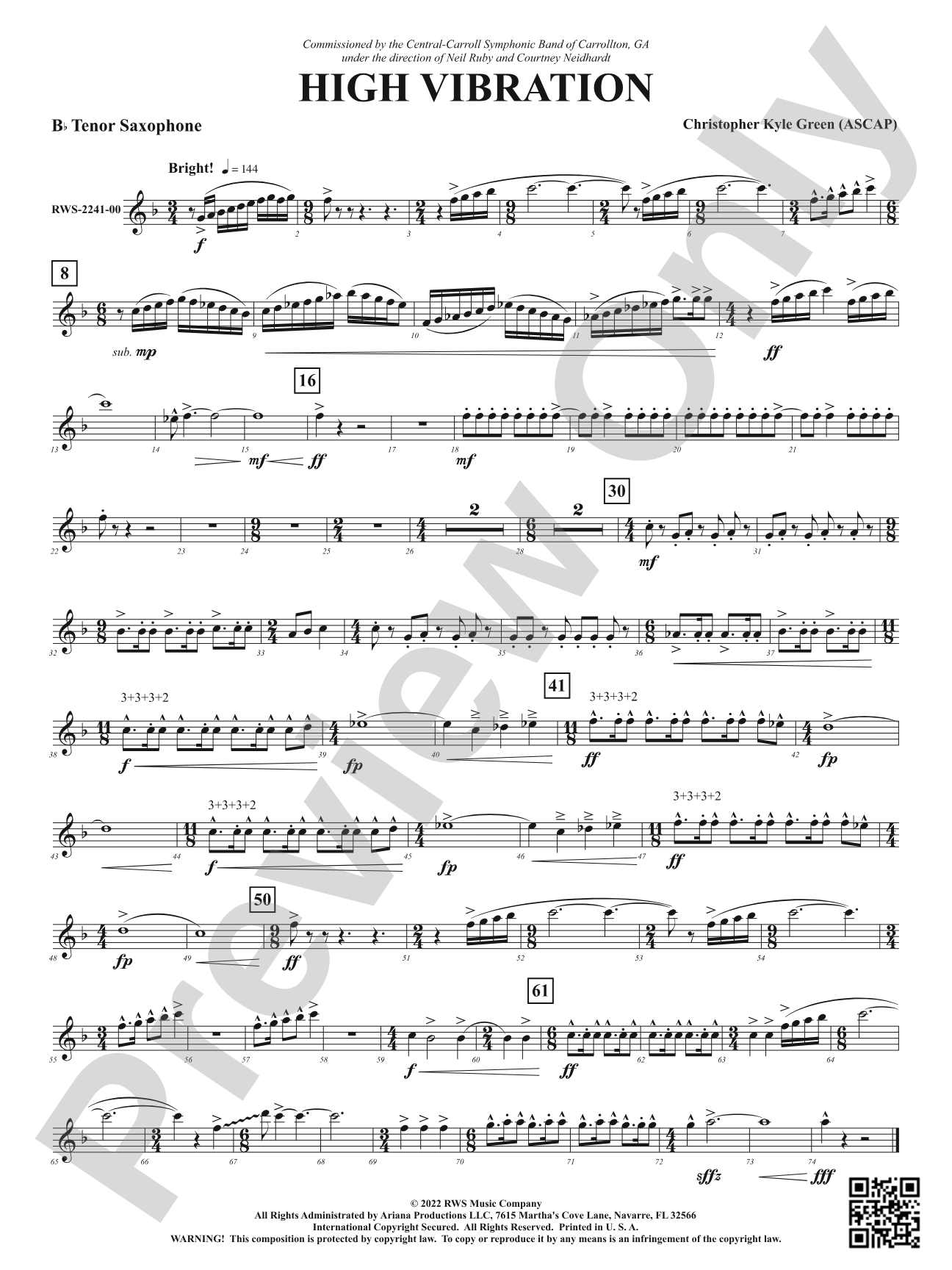 High Vibration: B-flat Tenor Saxophone