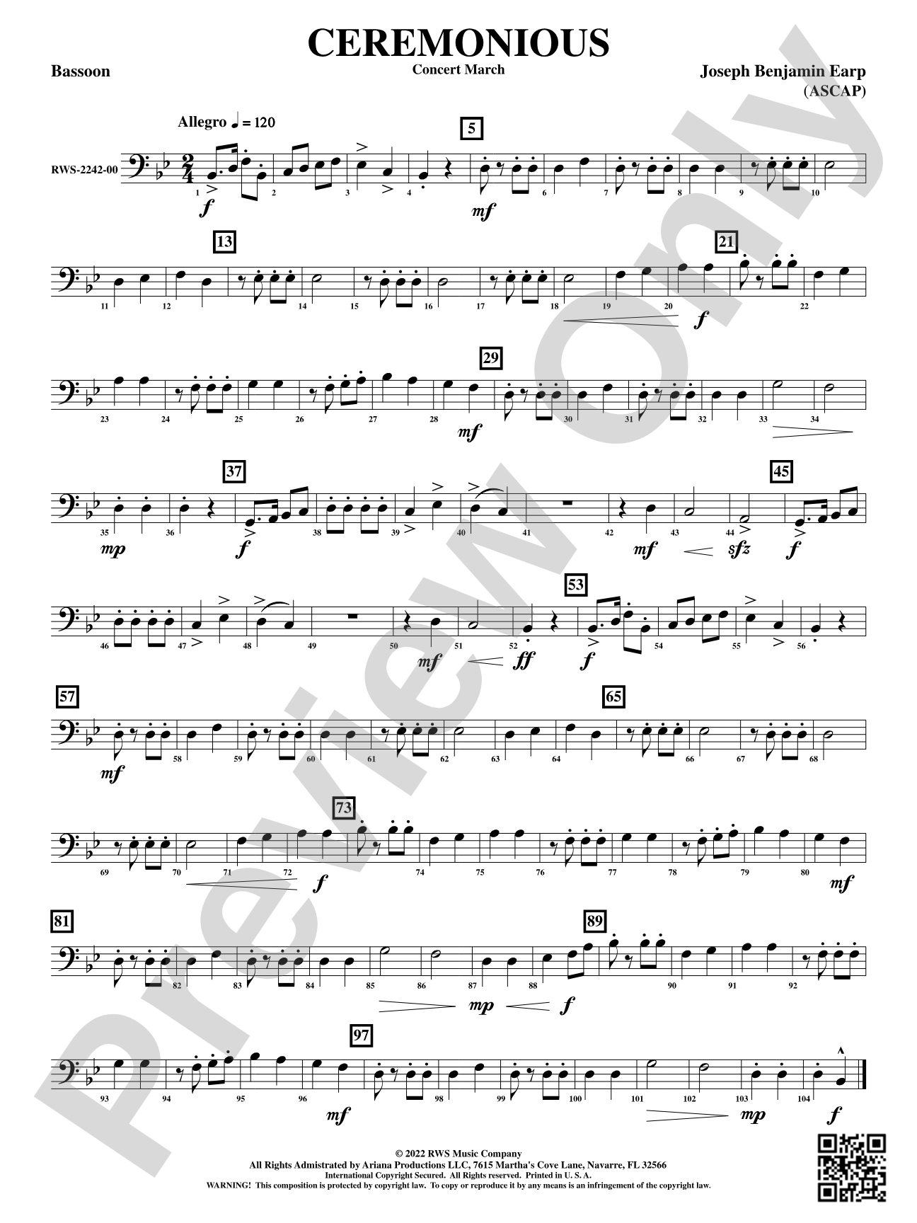 Ceremonious - Concert March: Bassoon