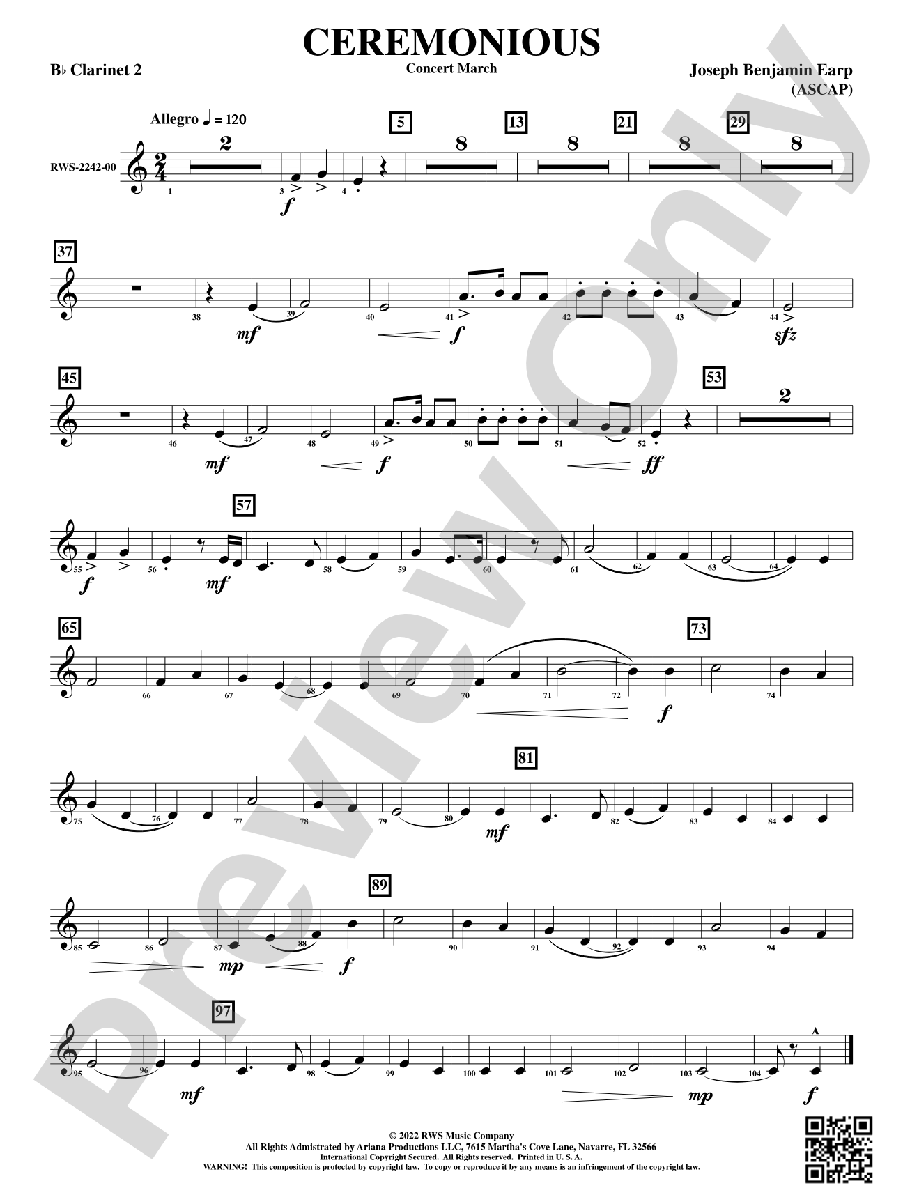 Ceremonious - Concert March: 2nd B-flat Clarinet
