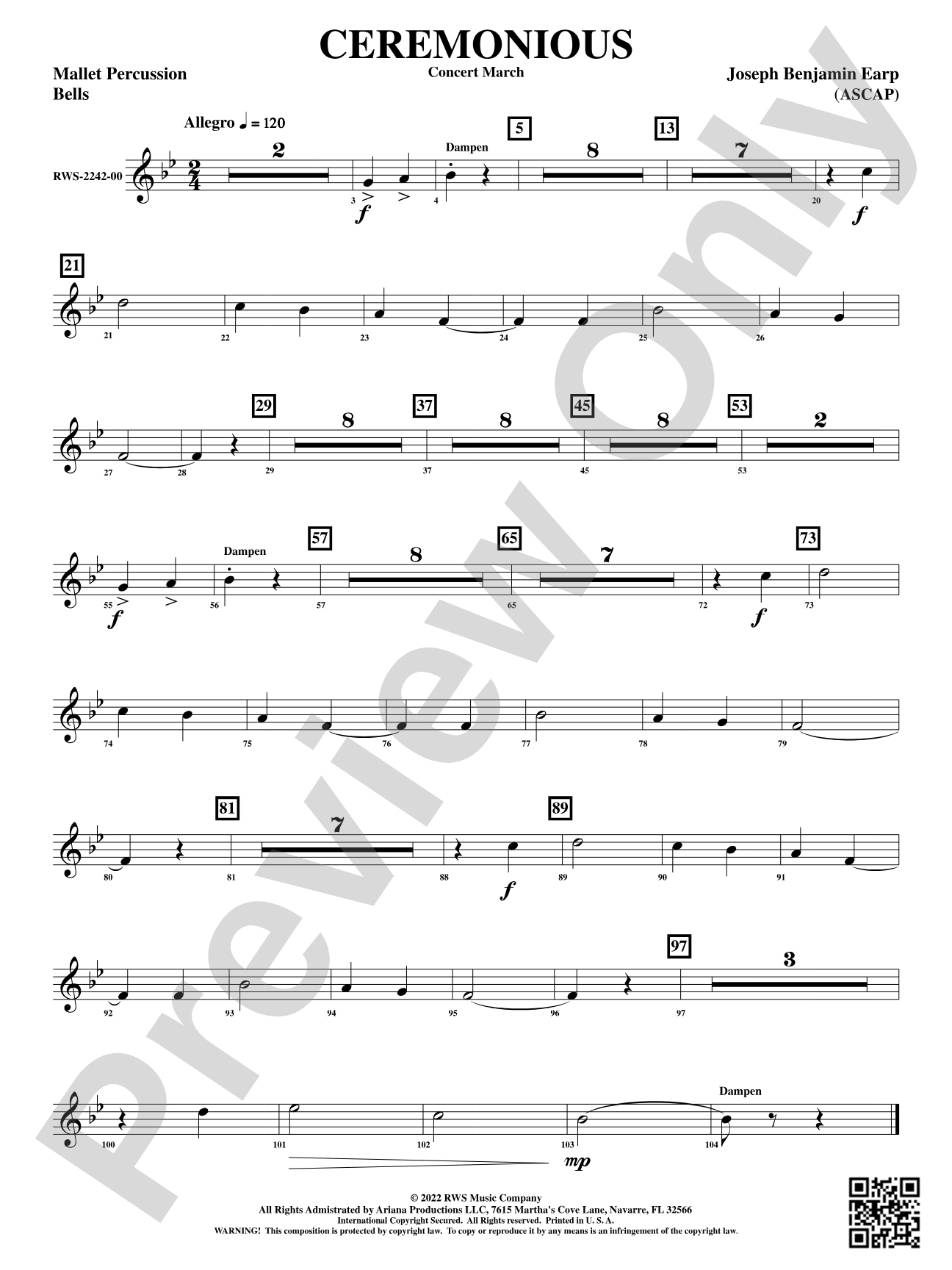 Ceremonious - Concert March: 1st Mallet Percussion