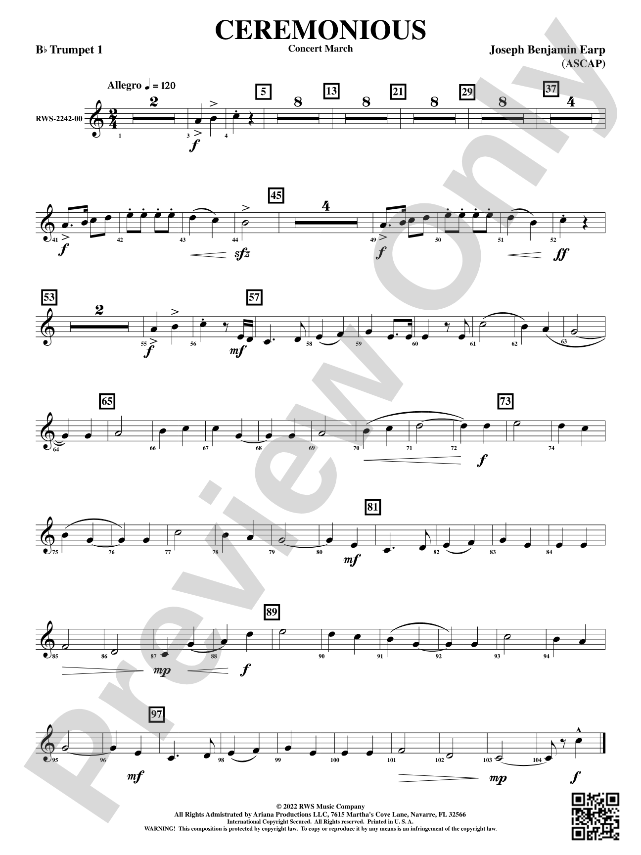 Ceremonious - Concert March: 1st B-flat Trumpet