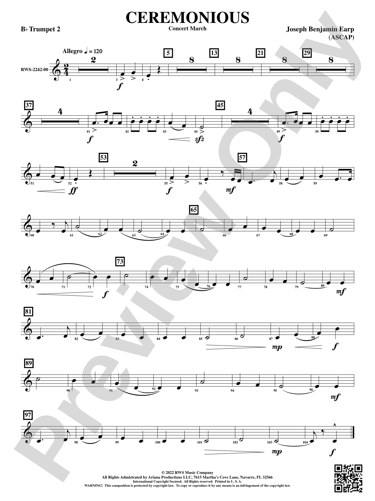 Ceremonious - Concert March: 2nd B-flat Trumpet