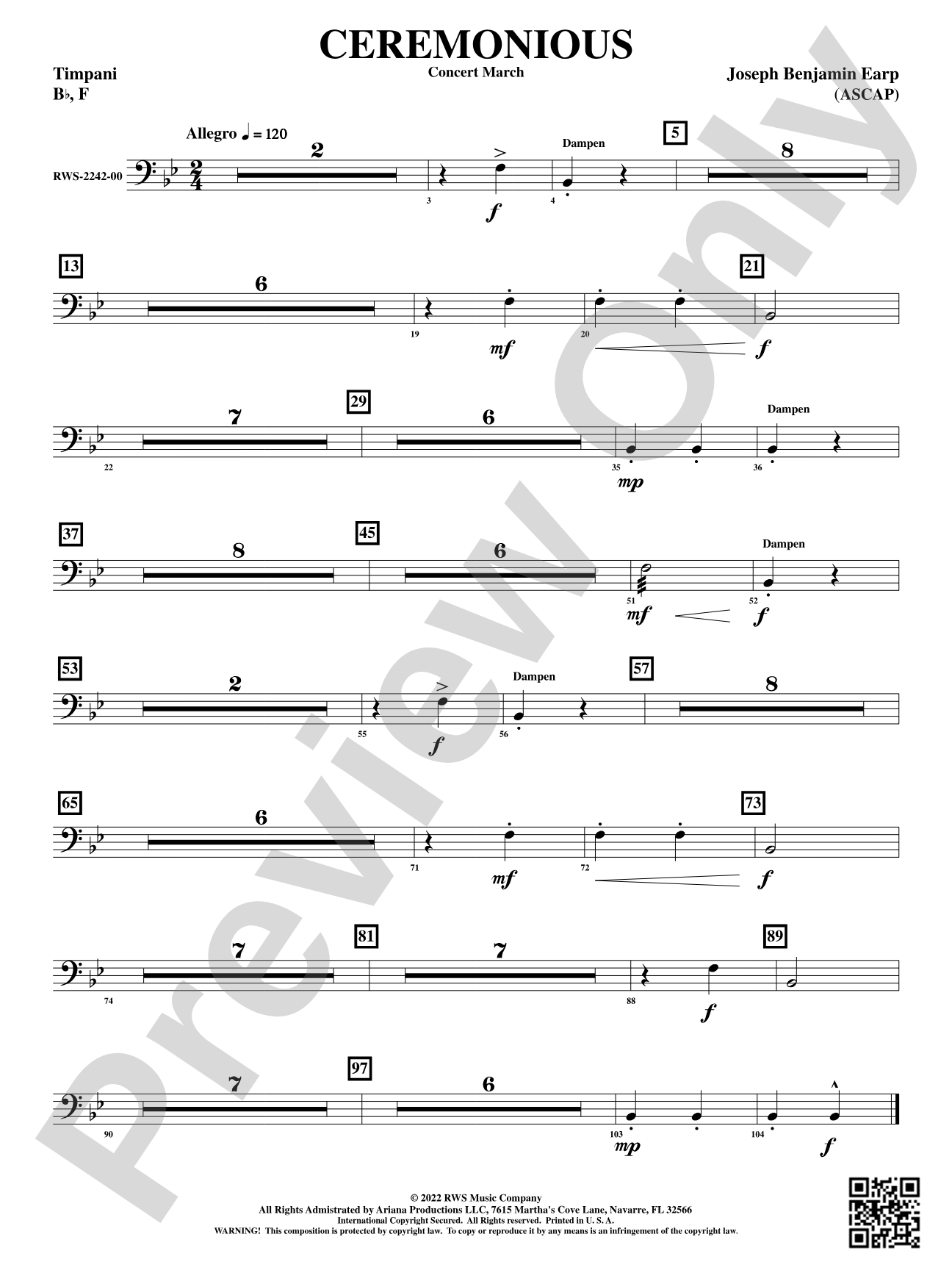 Ceremonious - Concert March: Timpani