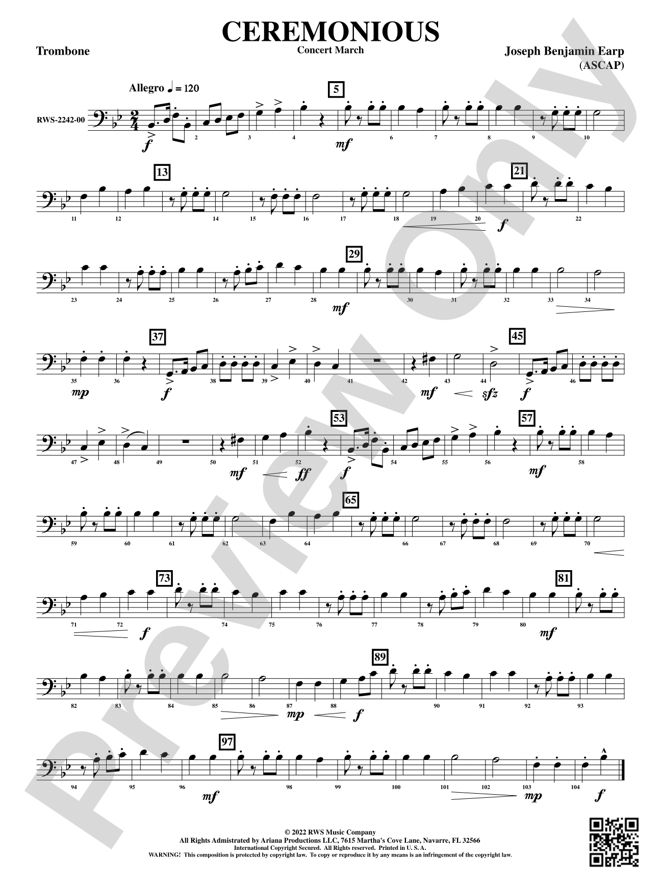 Ceremonious - Concert March: 1st Trombone