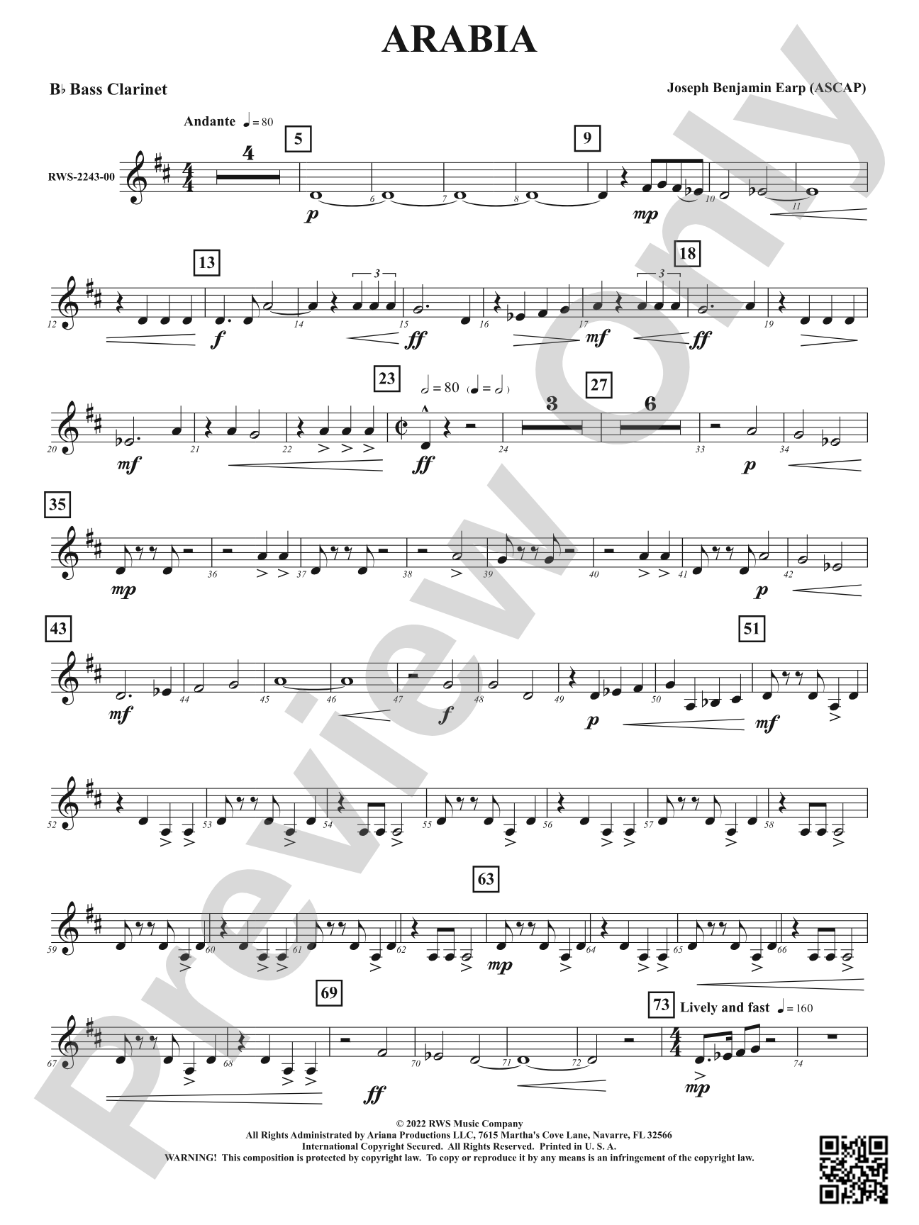 Arabia: B-flat Bass Clarinet