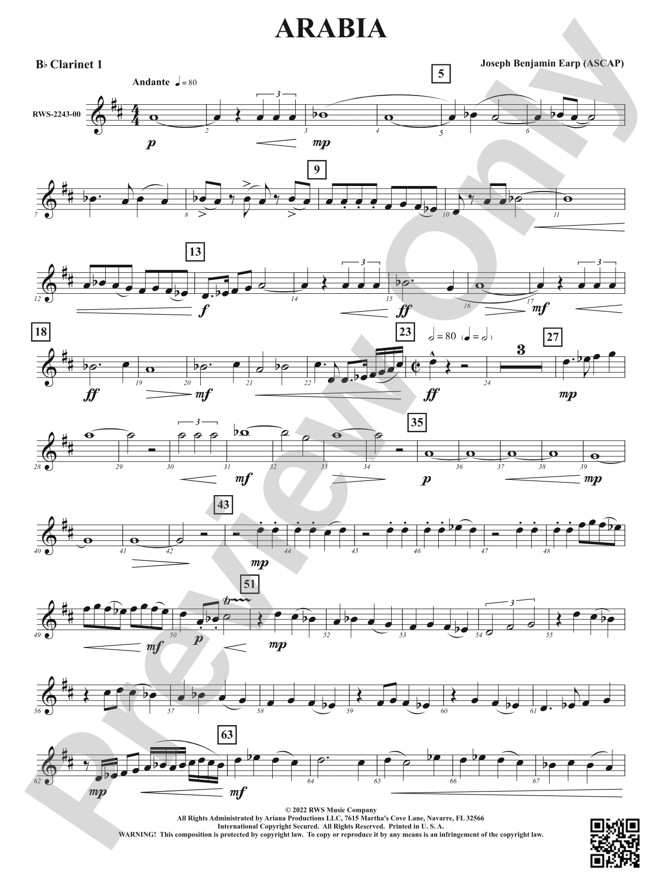 Arabia: 1st B-flat Clarinet
