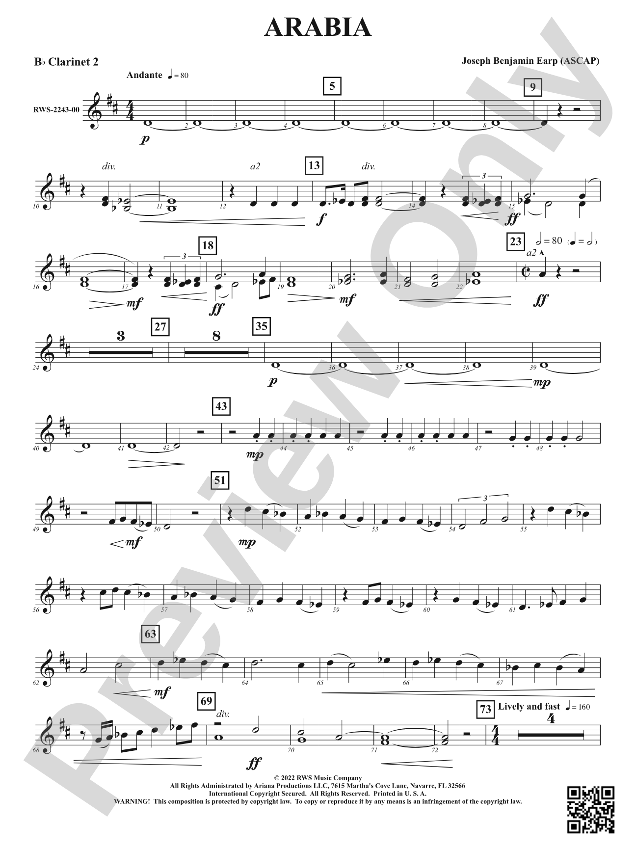 Arabia: 2nd B-flat Clarinet