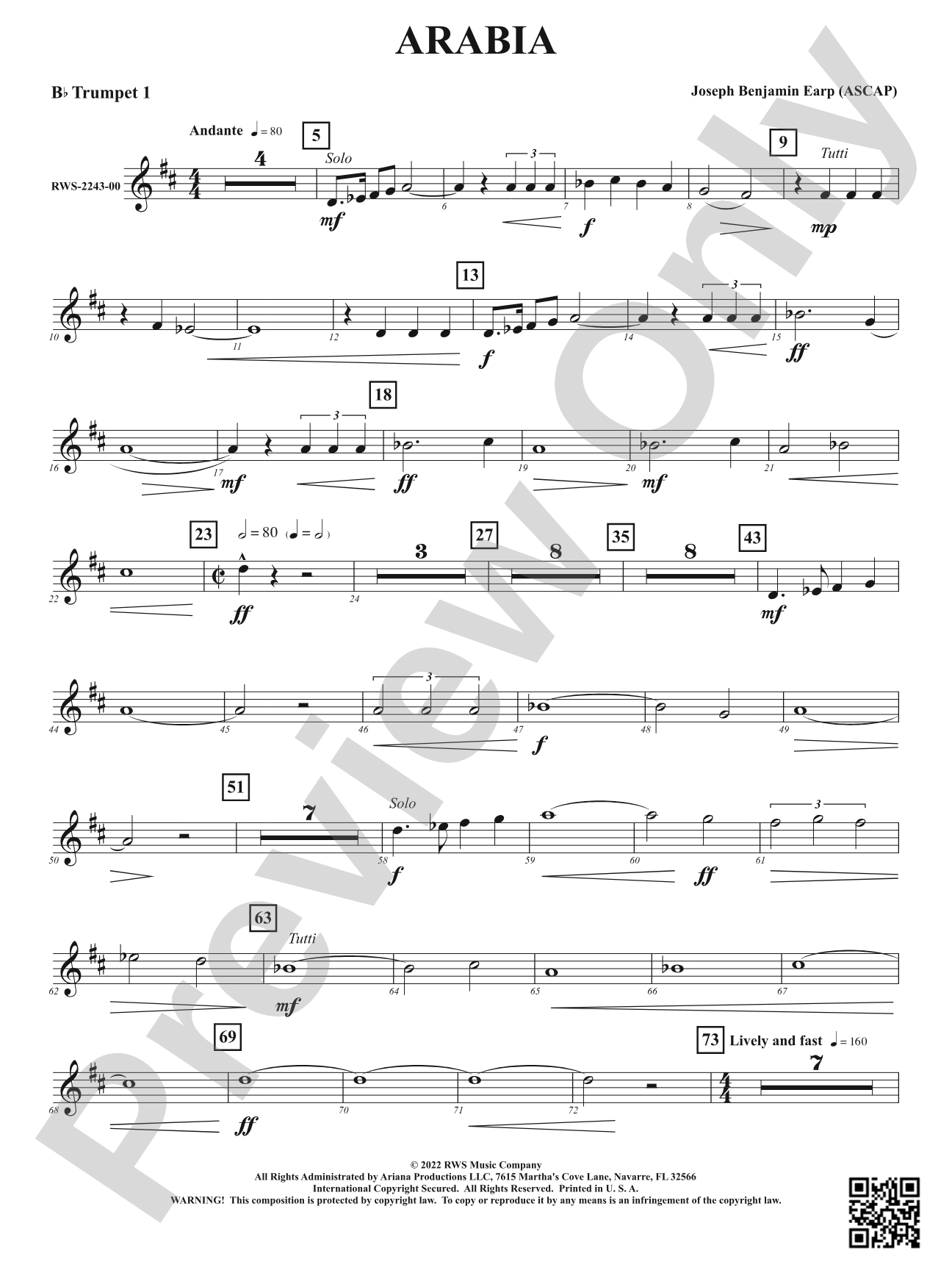 Arabia: 1st B-flat Trumpet