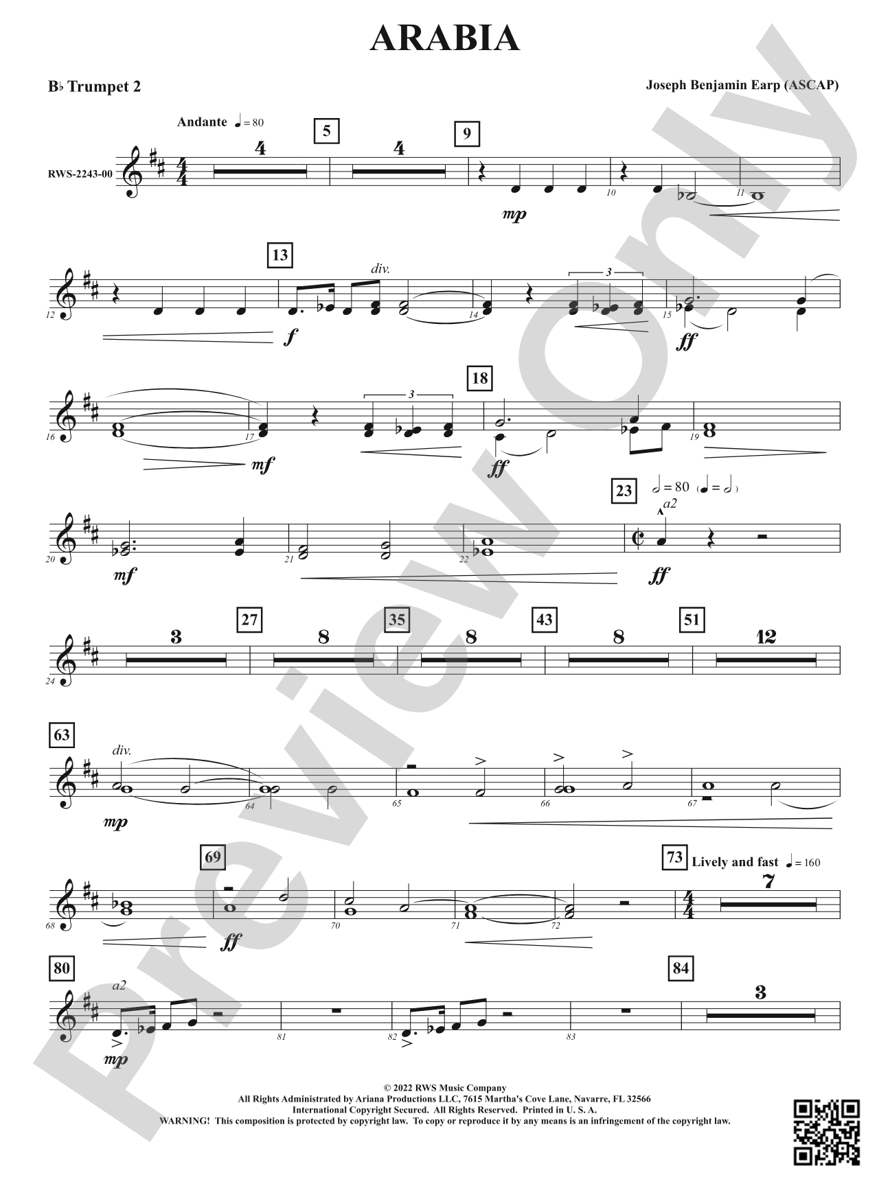 Arabia: 2nd B-flat Trumpet