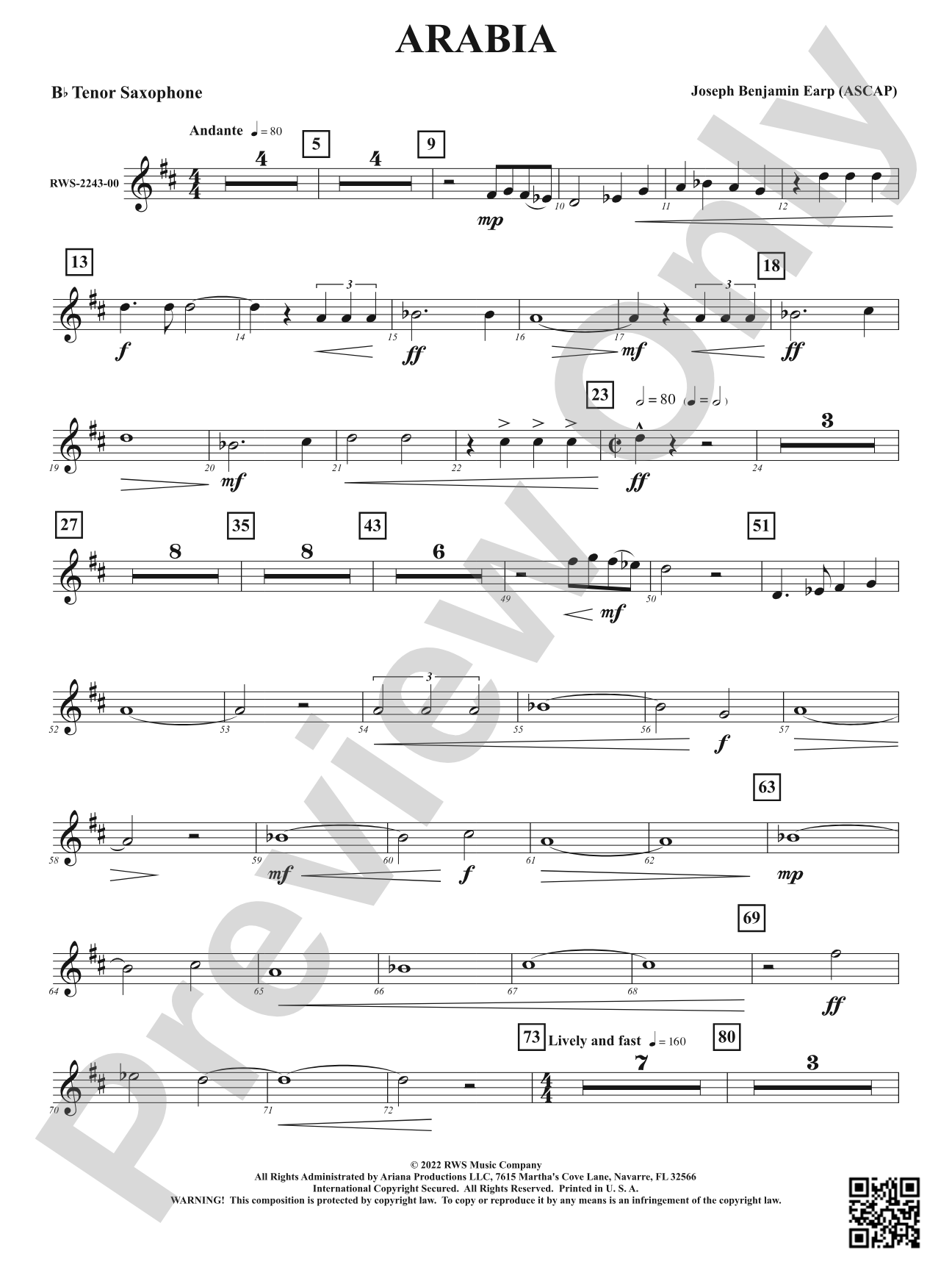 Arabia: B-flat Tenor Saxophone
