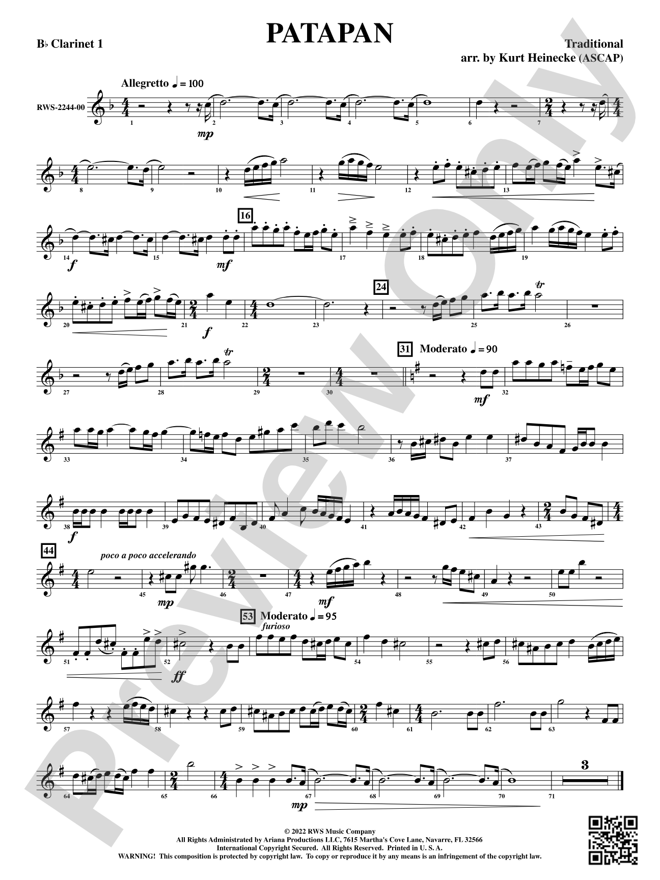 Patapan: 1st B-flat Clarinet