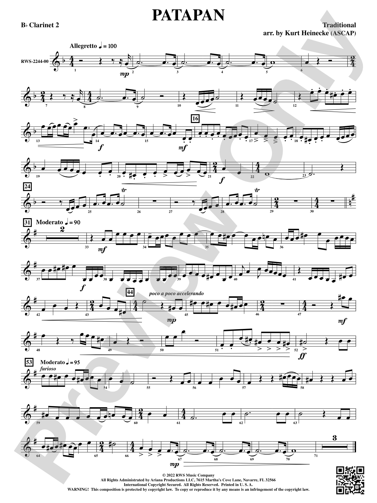 Patapan: 2nd B-flat Clarinet