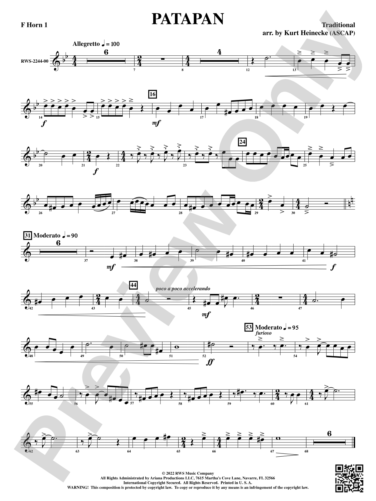 Patapan: 1st F Horn