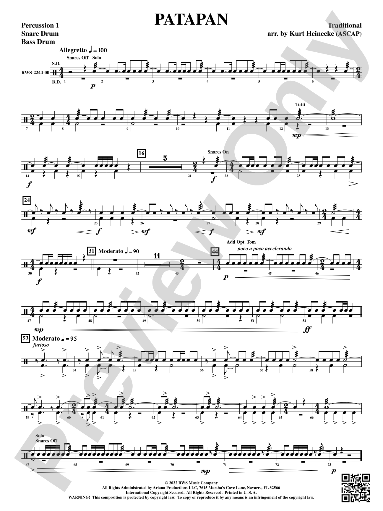 Patapan: 1st Percussion