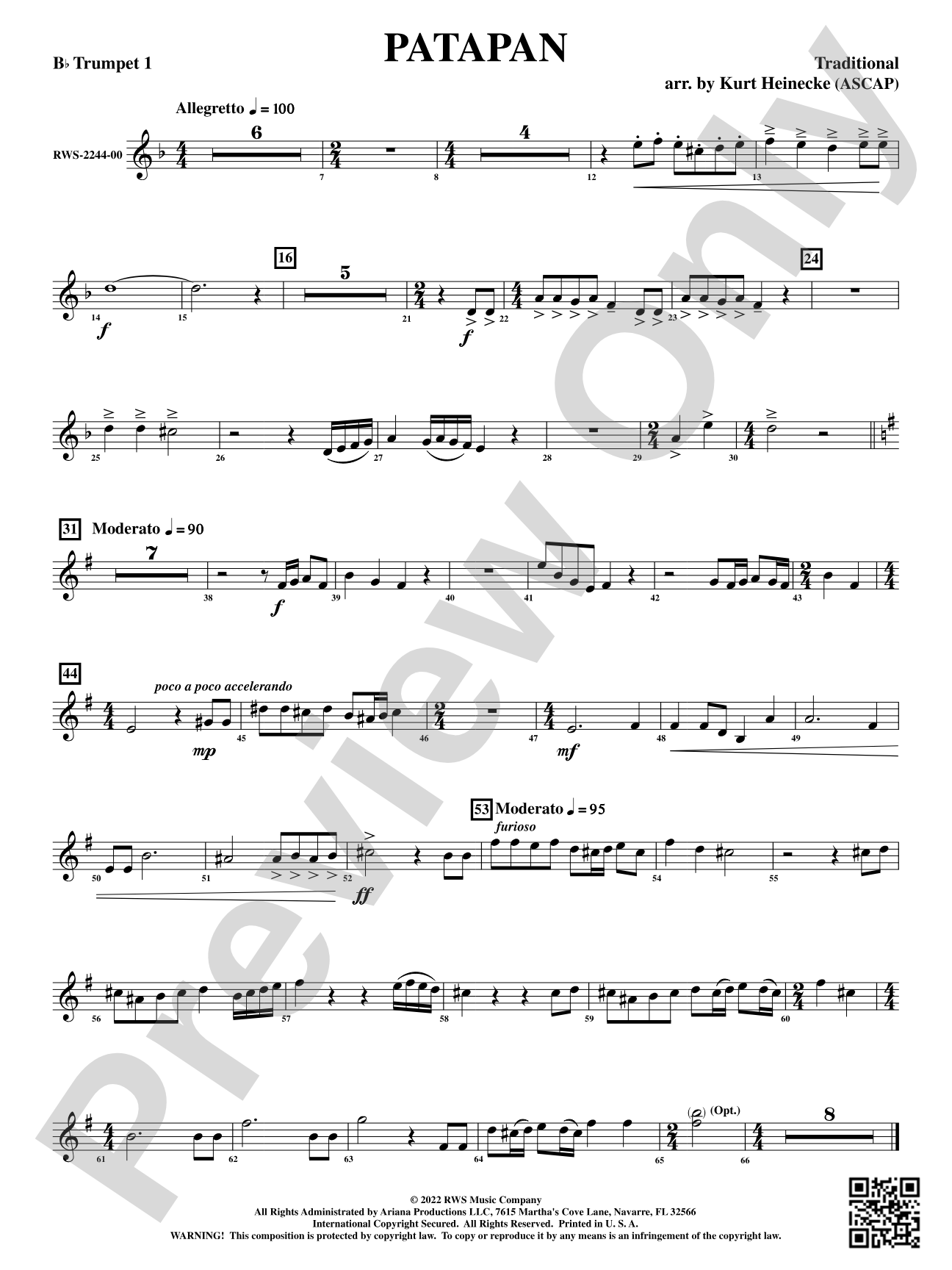 Patapan: 1st B-flat Trumpet